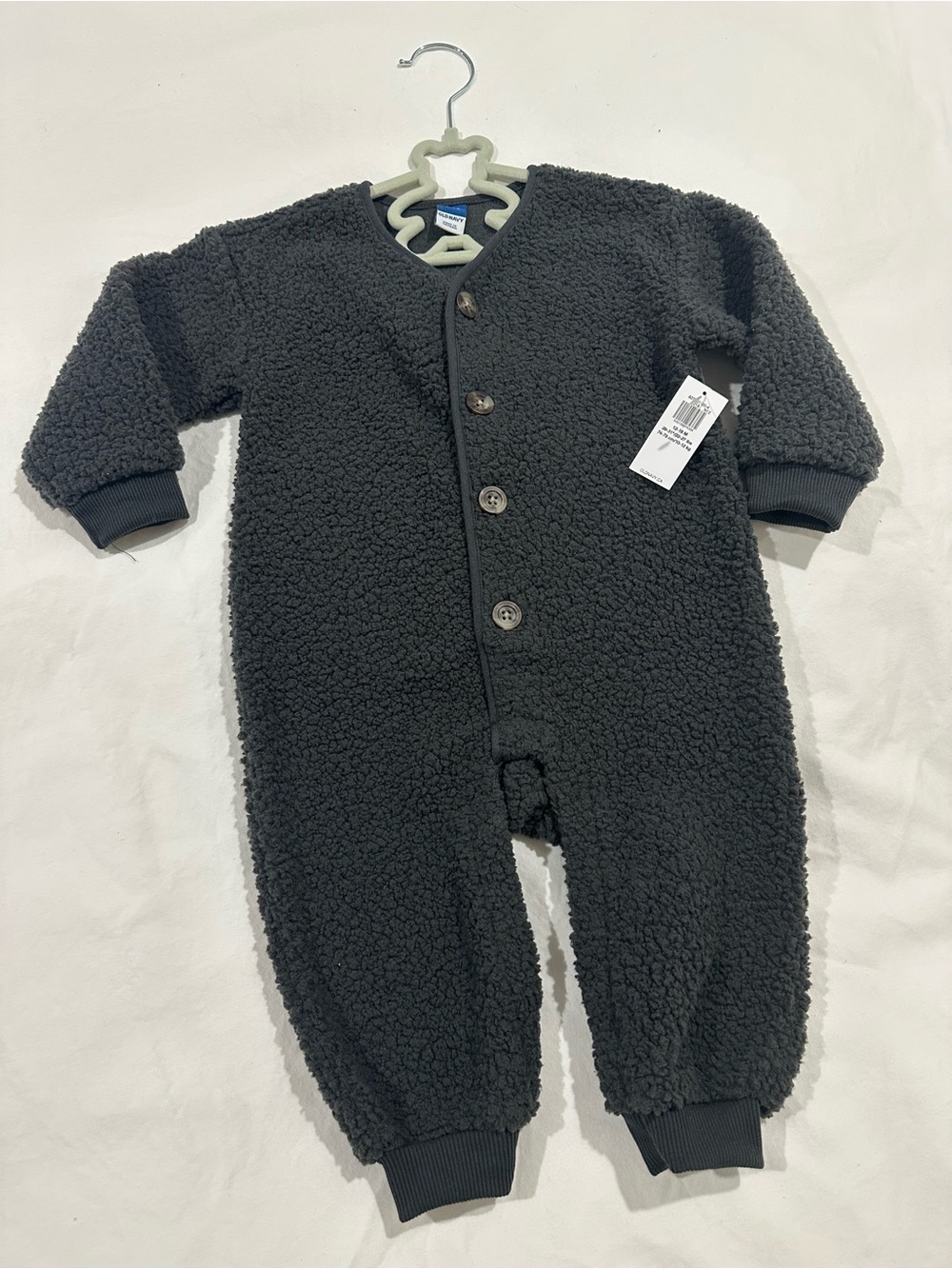 Children's Black Sherpa One-Piece Romper - Cozy Button Front NEW